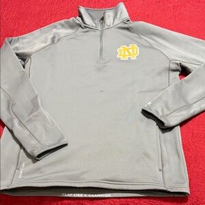 Notre Dame Grey Front Zipup jacket Size Med Tiny Stain n front, Inspect pictures